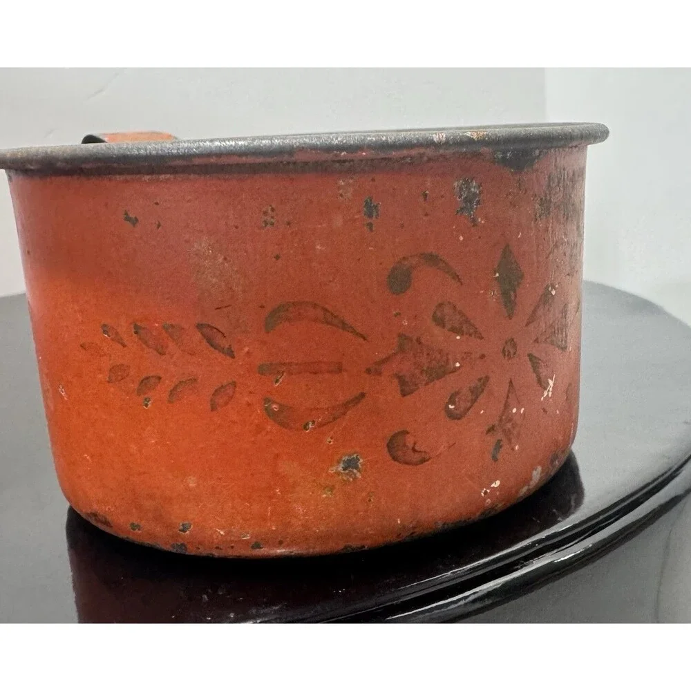 Antique 19th Century Painted Toleware Miniature Tin Mug Measure Primitive AAFA